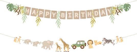 Partydeco Girlander Happy Birthday Safari Party GRL132