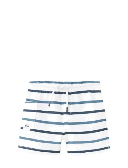 Mango Striped Cotton Bermuda Shorts White 3 4