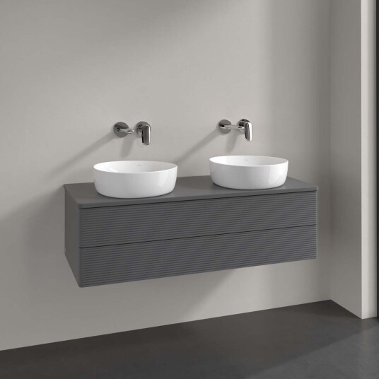 Villeroy & Boch Antao Servantskap med 2 skuffer 120x50x36 cm m/lys Antrasitt Matt Villeroy & Boch Antao Servantskap med 2 skuffer 120x50x36 cm m/lys Antrasitt Matt