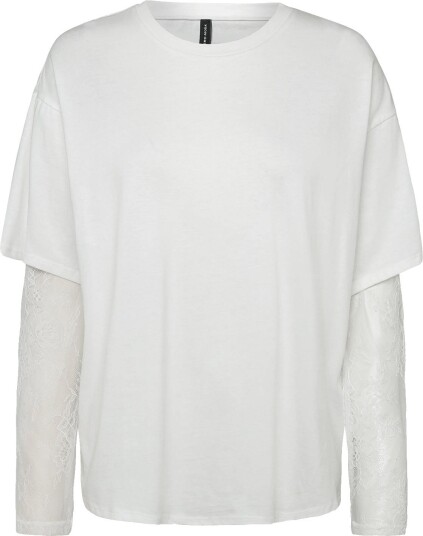 Vero Moda Vmcube Ls O Neck Lace Top Jrs Lcs SNOW WHITE XS