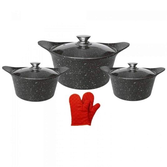 3x Gryter med marmorbelegg - Unik design