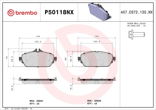 Bremseklosser BREMBO P50118NX Bremseklosser BREMBO P50118NX