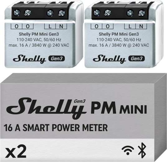 Shelly Pm Mini Gen3 Smart Strömställare 1P Trådlös Plast Mätt 20 DBMW Shelly Pm Mini Gen3 Smart Strömställare 1P Trådlös Plast Mätt 20 DBMW