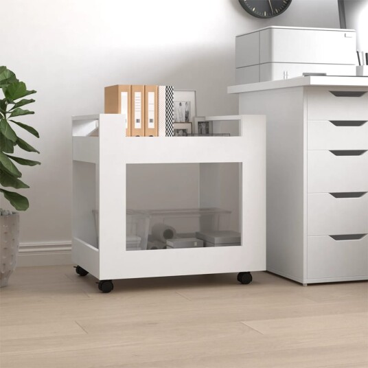 Tralle til skrivebord hvit 60x45x60 cm konstruert tre Tralle til skrivebord hvit 60x45x60 cm konstruert tre