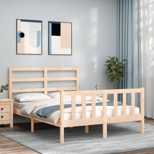 vidaXL Sengeramme med hodegavl 140x200 cm heltre