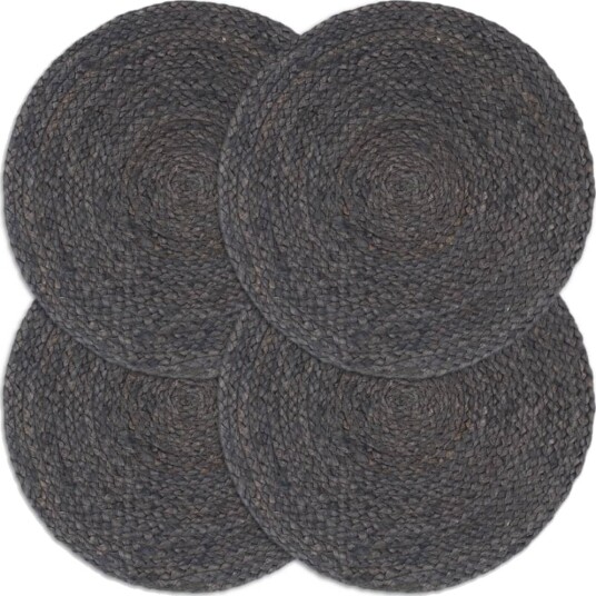 vidaXL Bordmatter 4 stk ren mørk grå 38 cm rund jute