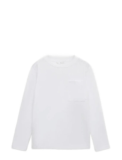 Mango Long-Sleeved T-Shirt With Pocket - White - 5-6