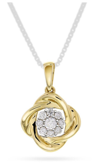 Pan Jewelry Anheng i 585 gult gull med diamanter og blomst 0,25 ct Pan Jewelry Anheng i 585 gult gull med diamanter og blomst 0,25 ct