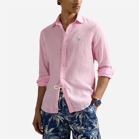 Custom Fit Linen Shirt Carmel Pink