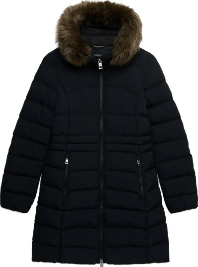 Superdry Hood Faux Fur Fuji Mid Length   BLACK   14