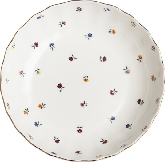 Nova Lilly Dyp Tallerken m/Blomster og Gullkant 20cm Hvit
