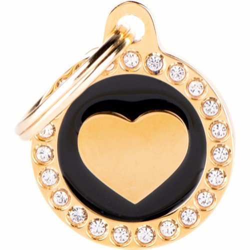 Myfamily Glam Strass Id-Merke Med Hjerte Sort/Gull