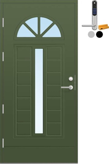 Ytterdør Bygg1 Fjell 13 Klarglass med Yale Doorman Classic Home