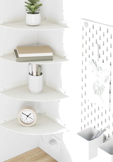 vidaXL Flytende hylle med hylle med lagring 4 pcs Hvit 24 x 24 x 2 cm