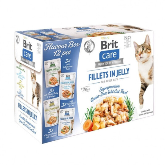 Brit Care Kattemat Voksenmultipack med Gelé 12x85g - 4 Smaker Brit Care Kattemat Voksenmultipack med Gelé 12x85g - 4 Smaker