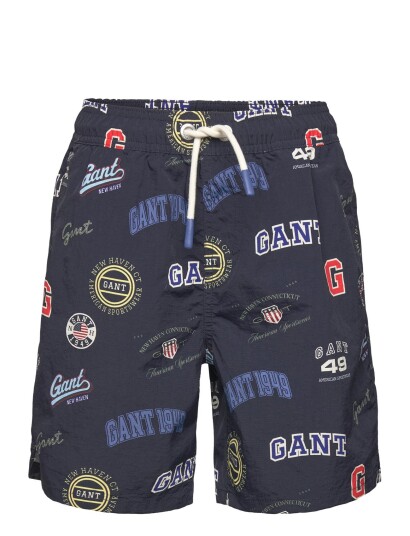 Gant Kids Collegiate Aop Swimshort   Navy   152