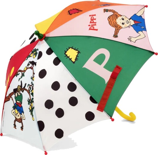 Pippi Langstrømpe Paraply med Motiv - 75 cm - Fargerik Pippi Langstrømpe Paraply med Motiv - 75 cm - Fargerik