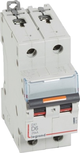 Legrand DX3 MCB automatsikring D6 2P 2M 25kA