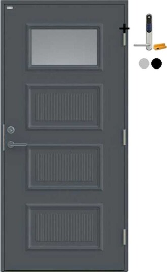 Ytterdør Diplomat Signe Klart Glass med Yale Doorman Classic Home