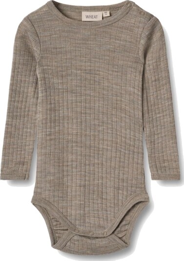 Wheat Baby Ull Silke Body Lucca Khaki Melange (86 / 1,5 år)