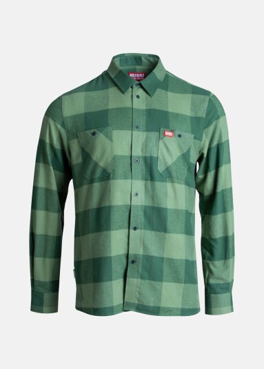 Huski Wear Flannel Shirt Middle Green S Langarmede Skjorter