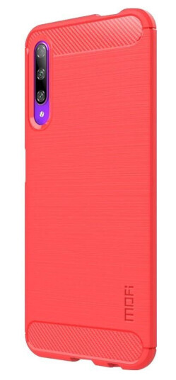 INCOVER Huawei P Smart Pro Plastdeksel med Karbonfiber Look - Rød