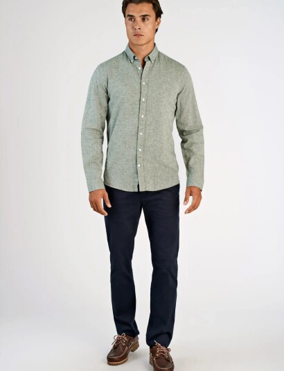Lindbergh Linen/Cotton Shirt L/S   Green   L