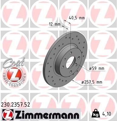 ZIMMERMANN 230.2357.52 Bremseskive ZIMMERMANN 230.2357.52 Bremseskive