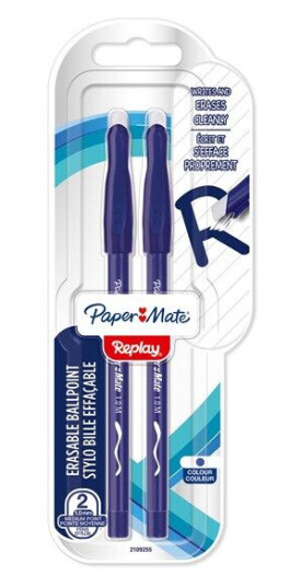 Paper Mate Replay Erasable Ballpoint Pen Medium Point 1.0 mm Blå 2 Count