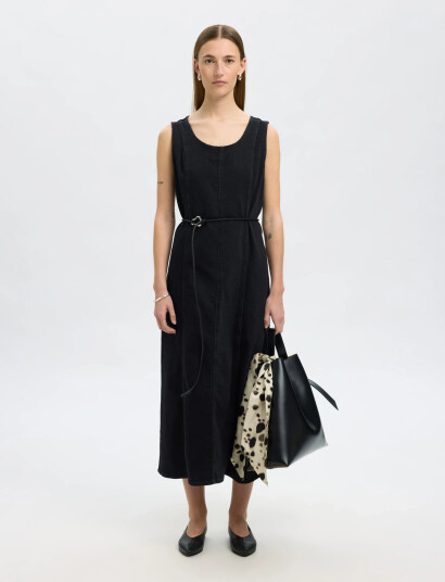 Selected Slfsveja Sl Long Denim Dress   Black   42
