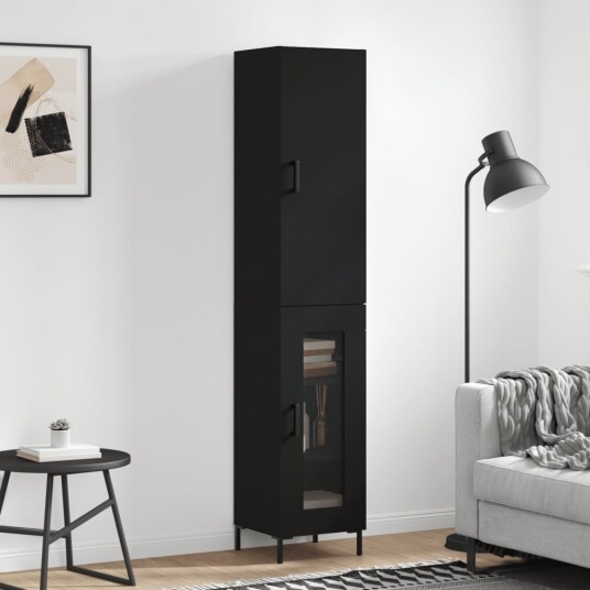 vidaXL Highboard svart 34,5x34x180 cm konstruert tre 8720845484644