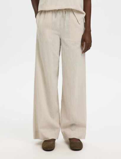 Selected Slfluisa Mw Wide Linen Blend Pant Noos Beige 38