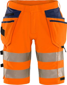 Fristads Høy synlighet Green håndverker stretch shorts klasse 2 2646 GSTP Hi Vis Oransje / Marineblå C66