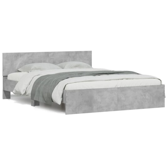  Sengeramme med hodegavl og LED betonggrå 160x200 cm 8721012248151