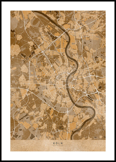 Sepia vintage map of Köln Germany Plakat Plakat / 30x40cm Sepia vintage map of Köln Germany Plakat Plakat / 30x40cm