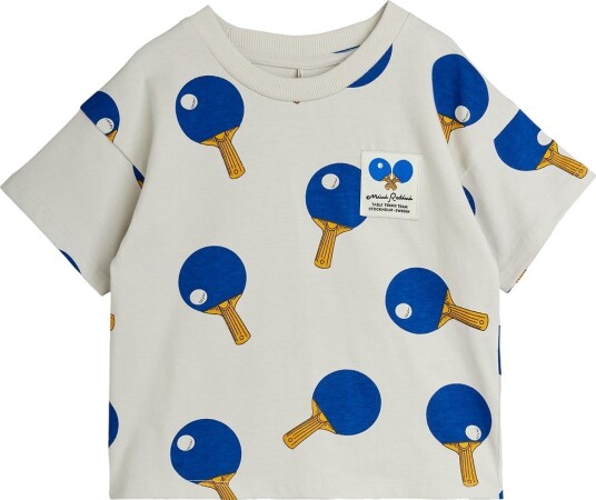 Mini Rodini Table Tennis Aop Ss Tee   Cream   116/122