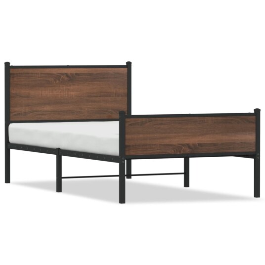  Sengeramme i metall med hode- og fotgavl brun eik 107x203 cm 8721102955419