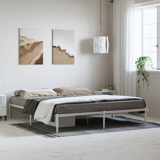 vidaXL Sengeramme i metall hvit 183x213 cm vidaXL Sengeramme i metall hvit 183x213 cm