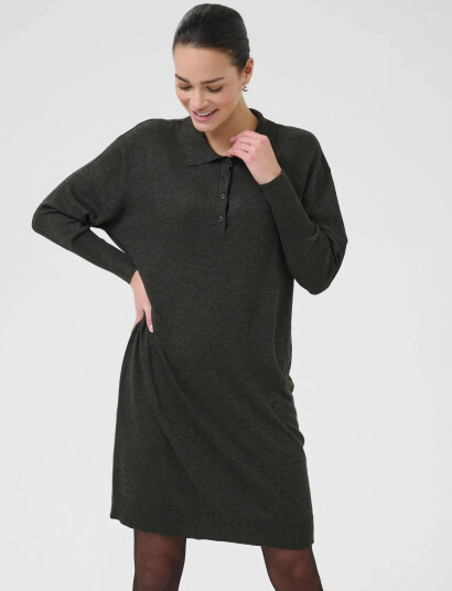 Kaffe Kalizza Polo Knit Dress - Grey - XS Kaffe Kalizza Polo Knit Dress - Grey - XS