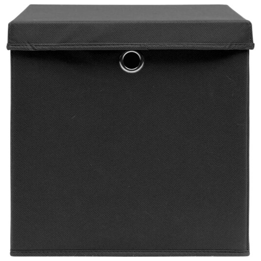 vidaXL Oppbevaringsbokser med deksler 4 stk 28x28x28 cm svart vidaXL Oppbevaringsbokser med deksler 4 stk 28x28x28 cm svart