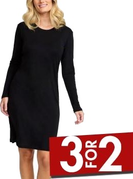 Damella Wool Long Sleeved Nightdress Svart merinoull Large Dame