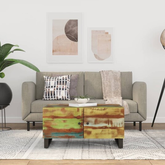 Salongbord 80x50x40 cm gjenvunnet heltre og konstruert tre 8720845578572