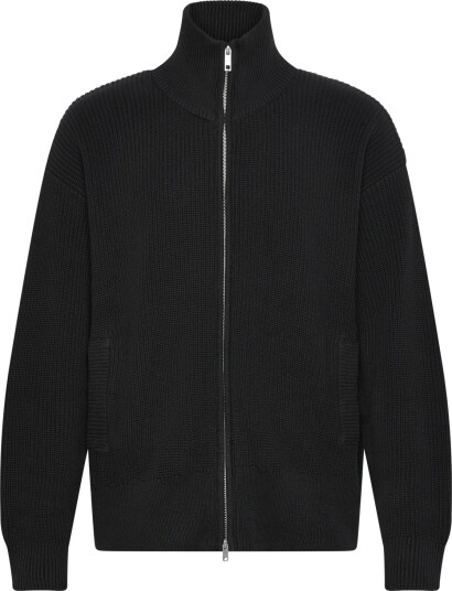 Weekday Relaxed High Neck Zip Knit Cardigan Black XL
