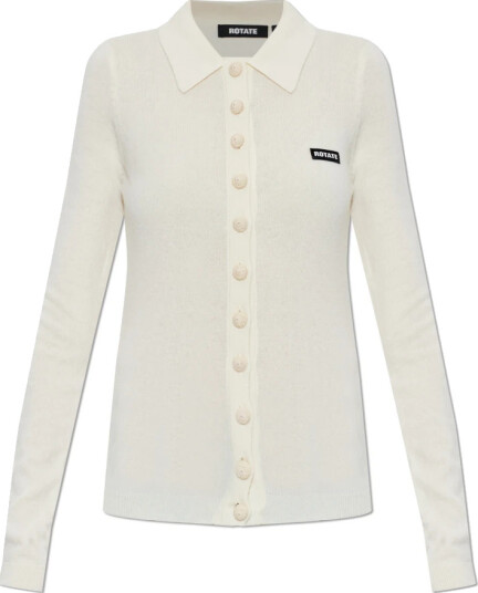 ROTATE Knitted Polo Top   Cream   L