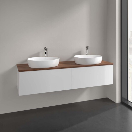 Villeroy & Boch Antao Servantskap med 2 skuffer 160x50x36 cm u/lys Hvit Blank/Valnøtt