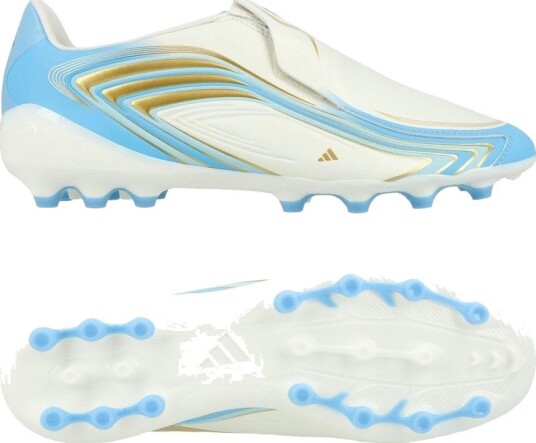 adidas F50 Messi League Laceless AG El Ultimo Tango   Off white/Blå/Icey Blue Barn   Kunstgress (AG) størrelse 38
