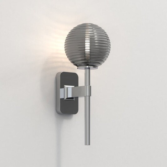 Tacoma Single vegglampe IP44 - Krom / Røyk