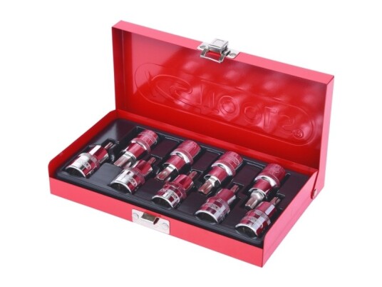 Ks Tools 918.1385, Støpselsett, 1/2", Metrisk, 9 Hoder, T20,T25,T27,T30,T40,T45,T50,T55,T60, Kromvanadiumstål