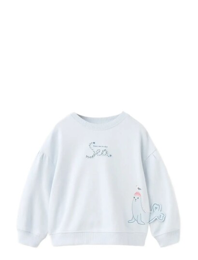 Mango Seal Print Sweatshirt   Blue   4 5