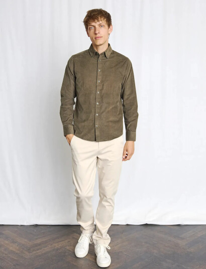Bruun & Stengade Bs Monti Casual Modern Fit Shirt - Khaki green - S